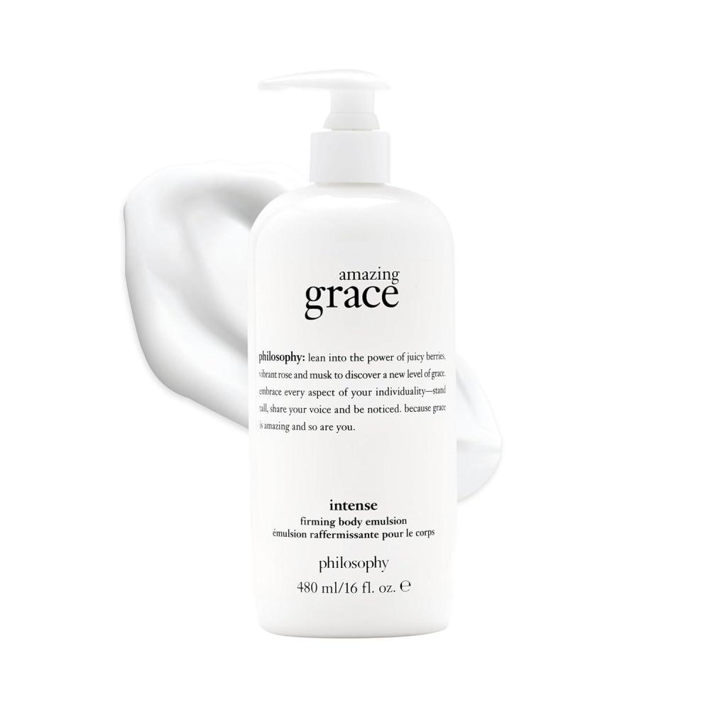 imagephilosophy amazing grace firming body emulsion  luxury scented body lotion  formulated with shea butter for fast absorbing hydration  skin feels soft and smooth  suitable for all skin typesamazing grace intense