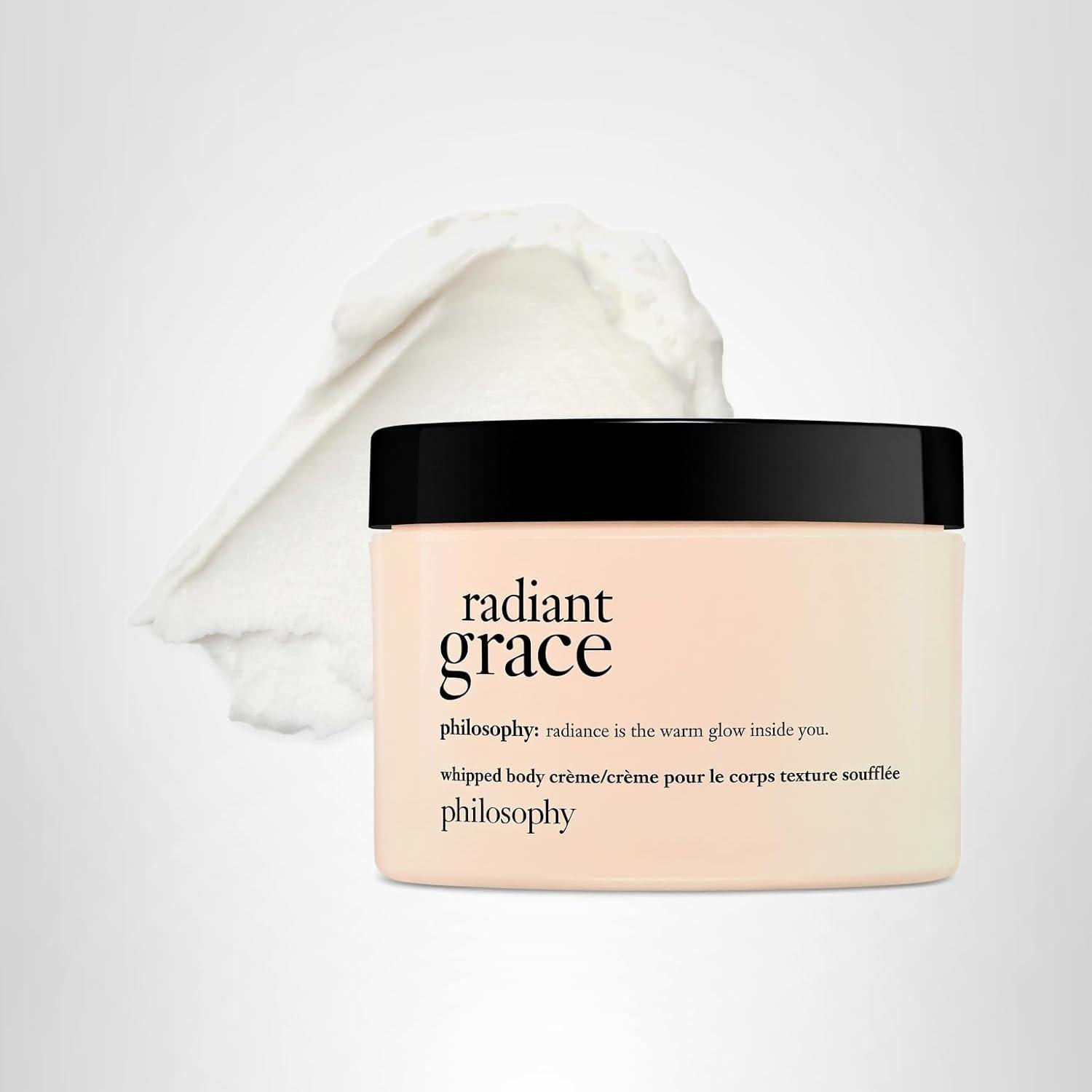 imagephilosophy whipped body crmeluxury scented body lotionformulated with shea butterampnatural oils for fast absorbing hydrationskin feels soft and smoothsuitable for all skin typesRadiant Grace 8 fl oz