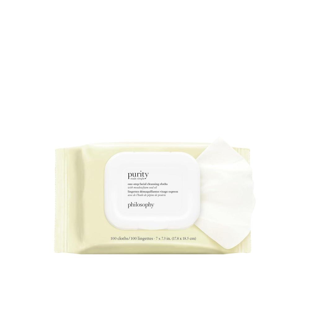 imagephilosophy purity made simple onestep facial cleansing cloths easily removes makeup dirt amp oil on the go skin is left clean and comfortable with no rinsing needed100 Count Pack of 1