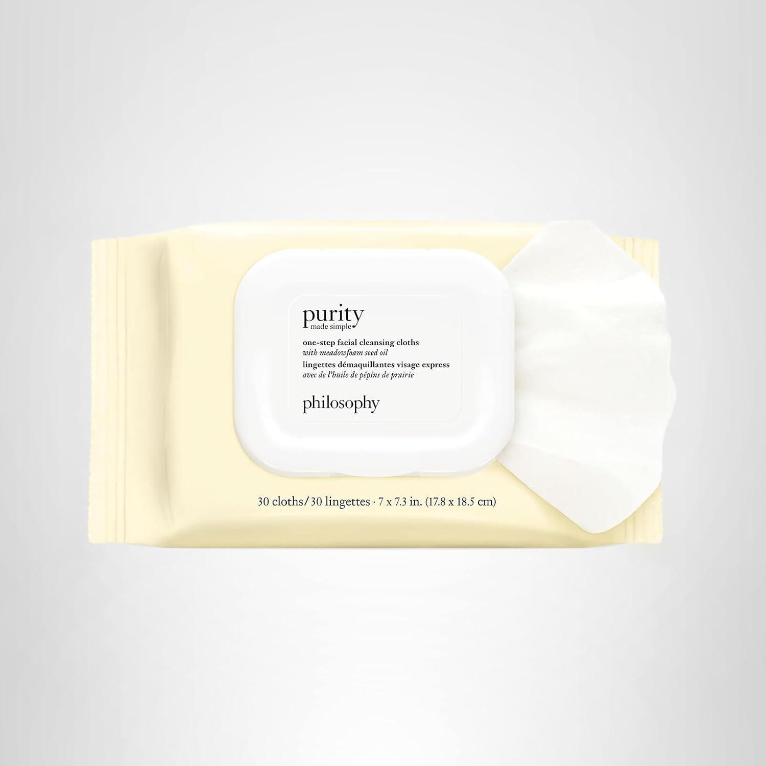 imagephilosophy purity made simple onestep facial cleansing cloths easily removes makeup dirt amp oil on the go skin is left clean and comfortable with no rinsing needed30 Count Pack of 1
