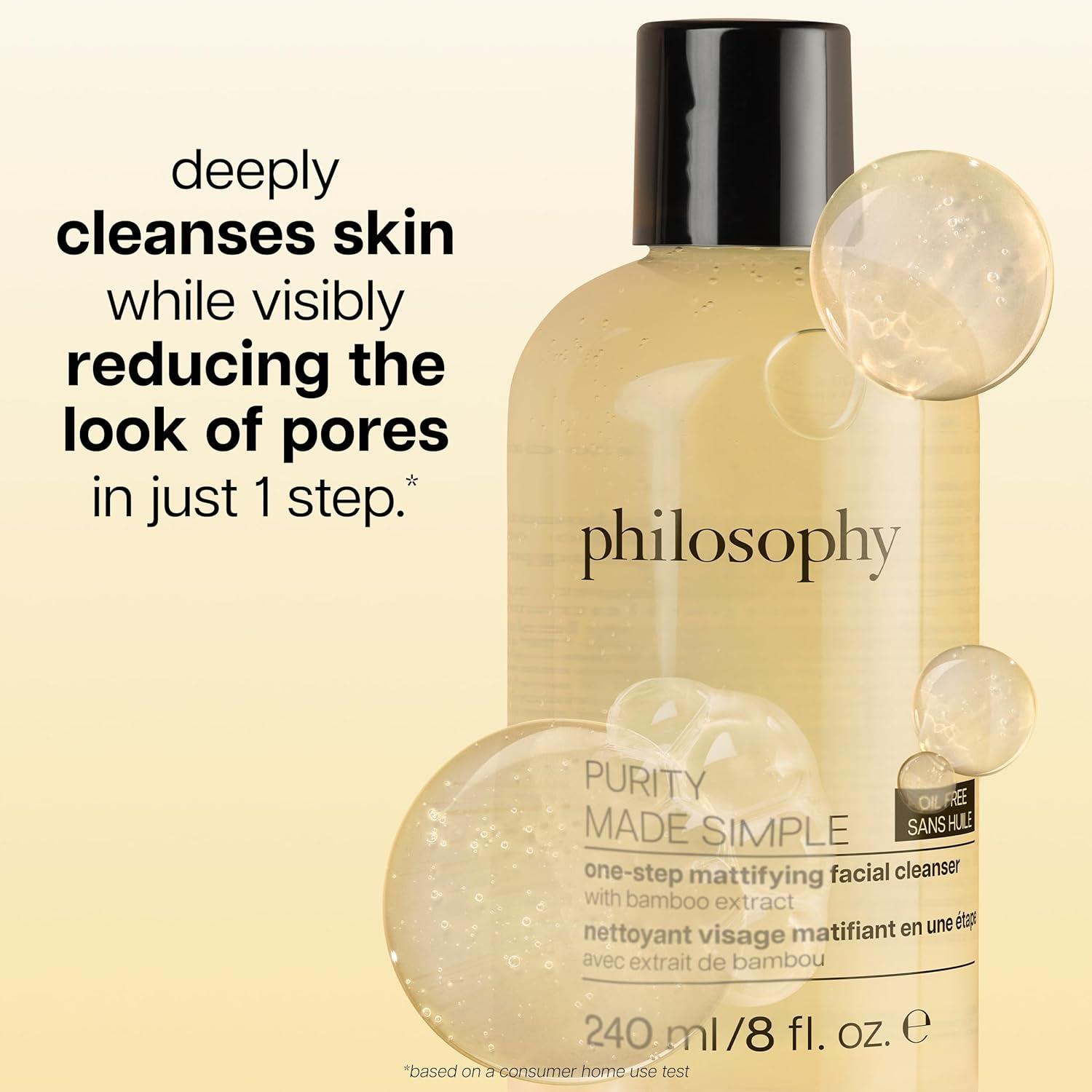 imagephilosophy purity made simple onestep mattifying facial cleanser with bamboo extract oilfree formula gently removes makeup amp dirt leaving skin with a healthy matte appearance 8 fl oz