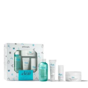 philosophy clear days ahead oil-free acne treatment facial cleanser – face wash with salicylic acid – effectively reduces breakouts(4 piece set(3 fl oz.+ 0.5 fl oz.+ 0.25 oz+30 ct.))