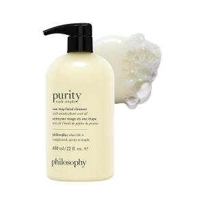 philosophy purity made simple one-step facial cleanser- with meadowfoam seed oil gently cleanses & melts away dirt, oil & stubborn makeup paraben-free face wash(22 Fl Oz (Pack of 1))