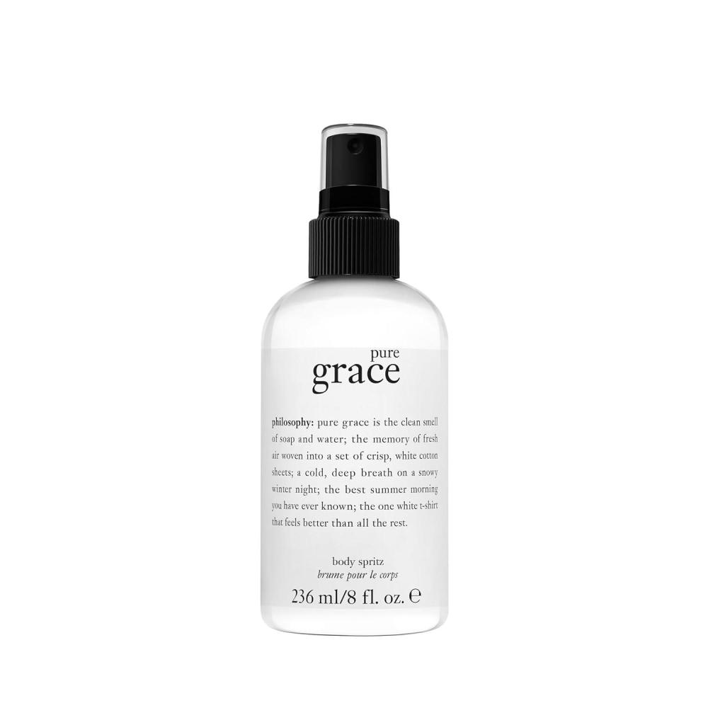 imagephilosophy pure grace body spray crisp amp clean womens scent with notes of water lily leafy greens amp musk luxury body spritz for women long lasting fragrance 8 fl oz