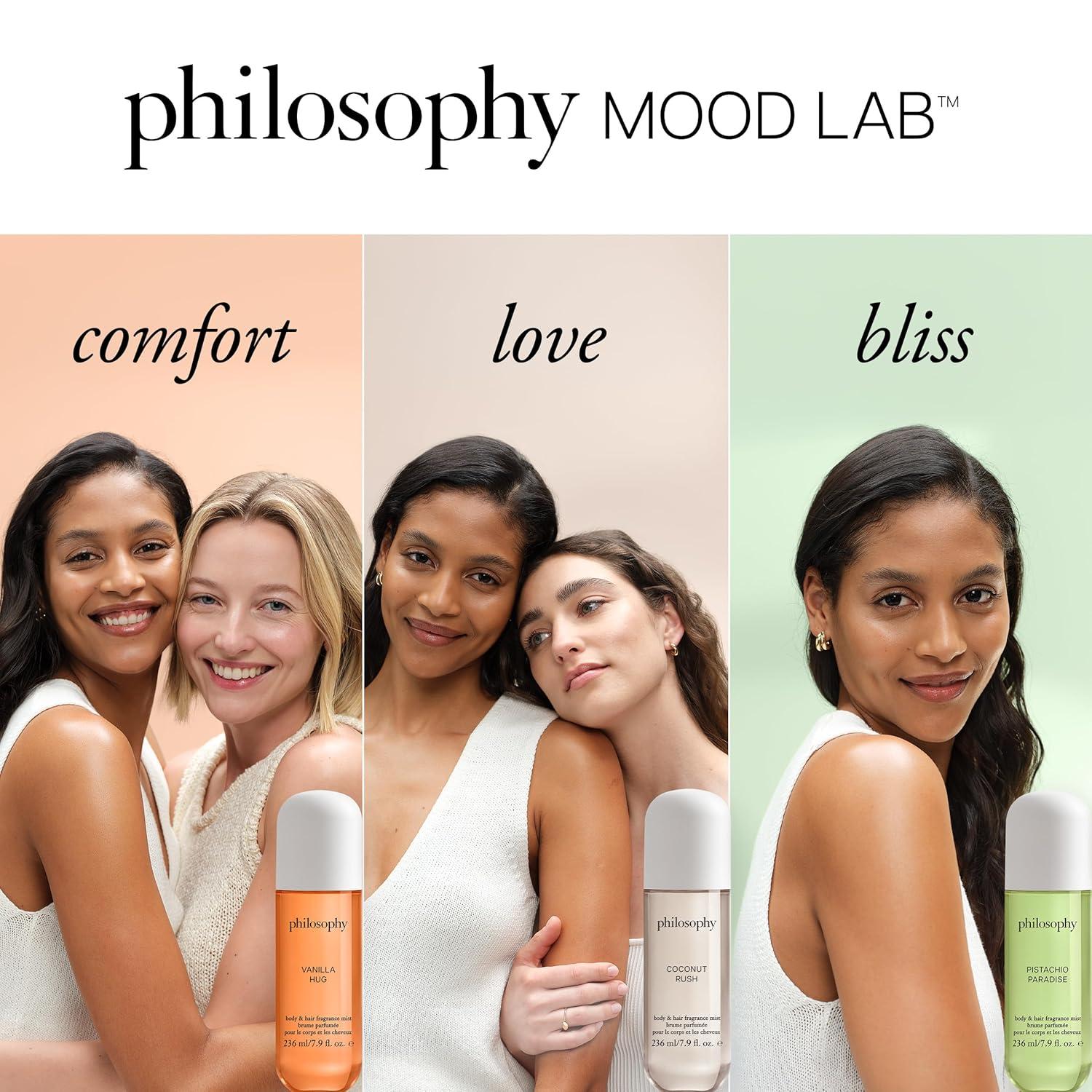imagephilosophy hair and body mists longlasting fragrance mists for women with skinloving ingredients hydrates amp refreshes for 24 hours vanilla pistachio amp coconut scent optionscoconut rush