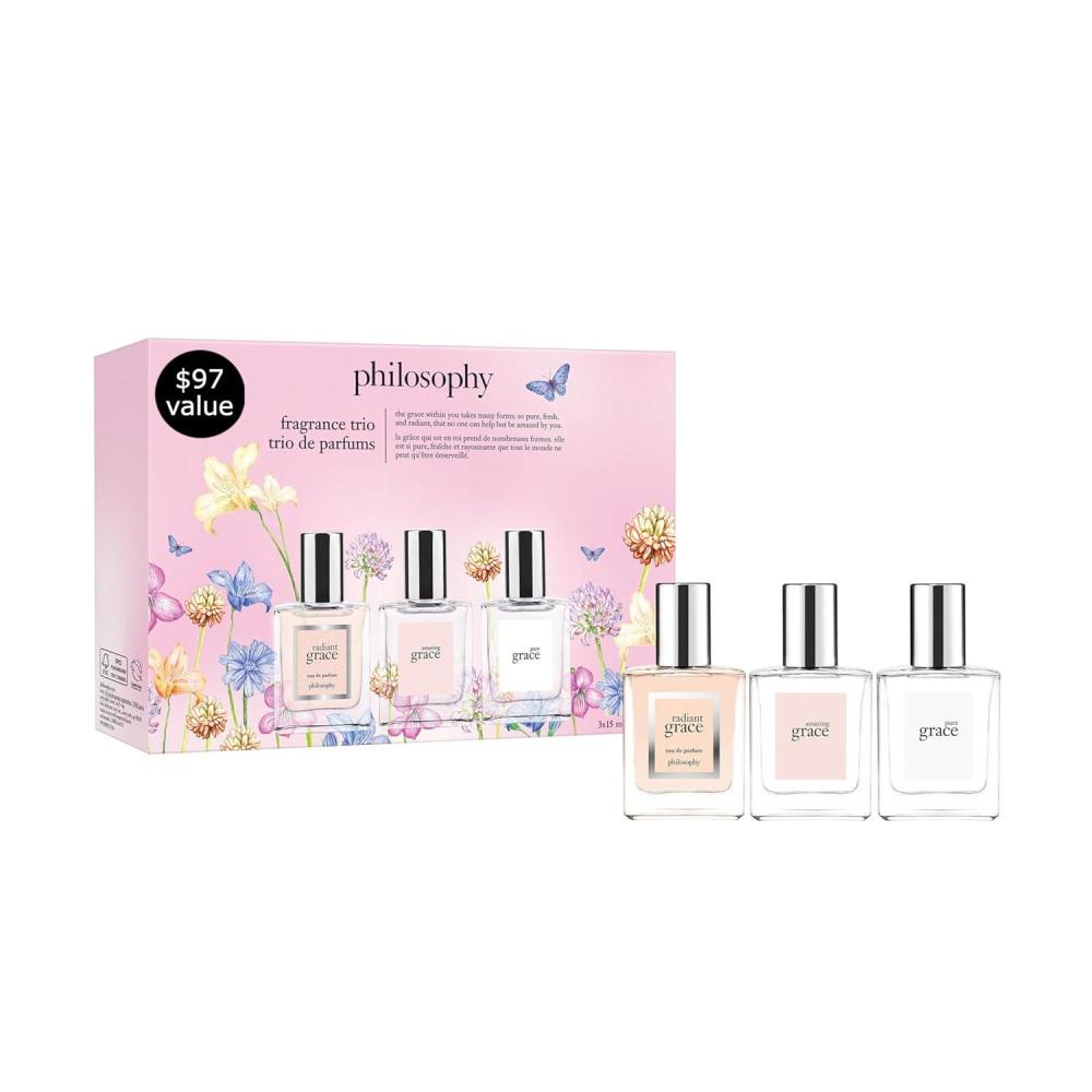 imagephilosophy pure grace crisp amp clean womens perfume with notes of water lily leafy greens amp musk long lasting fragrance3Piece Gift Set EDT 05 fl oz EDT 05 fl oz EDP 05 fl oz