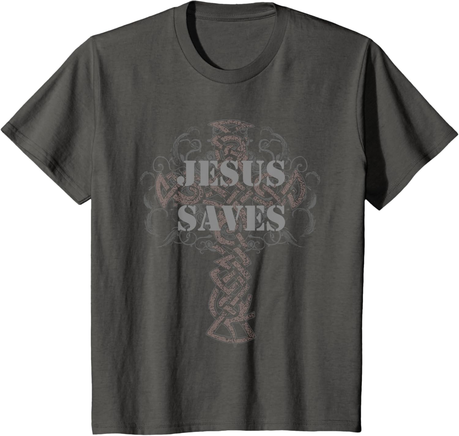 image:imageJesus Saves TShirt Christian Cross Vintage Distressed TeeAsphalt Grey