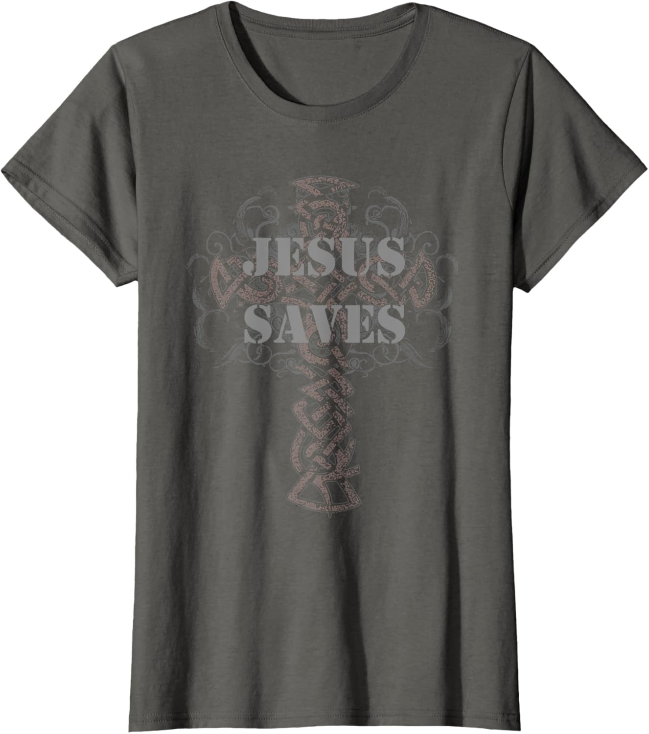 image:imageJesus Saves TShirt Christian Cross Vintage Distressed TeeAsphalt Grey