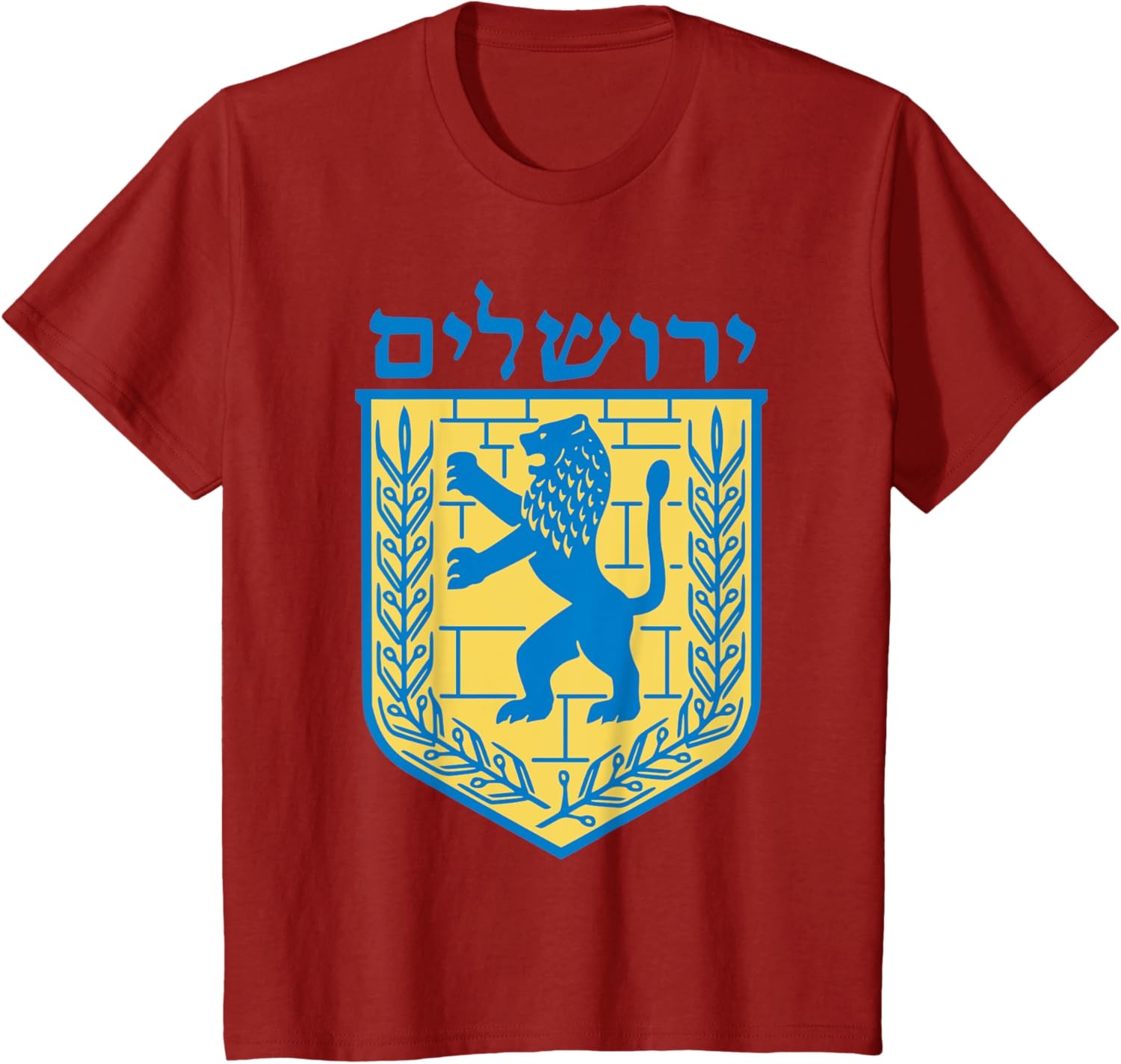 image:imageLion of Judah TShirt Israel Jewish Jerusalem Jew Hebrew TeeCranberry Red