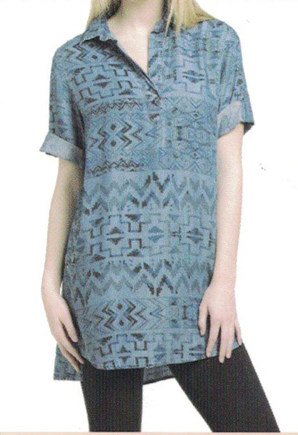image:imagePhilosophy Ladies Long Pullover Denim ShirtDress Aztec Blue Multiple Sizes Small