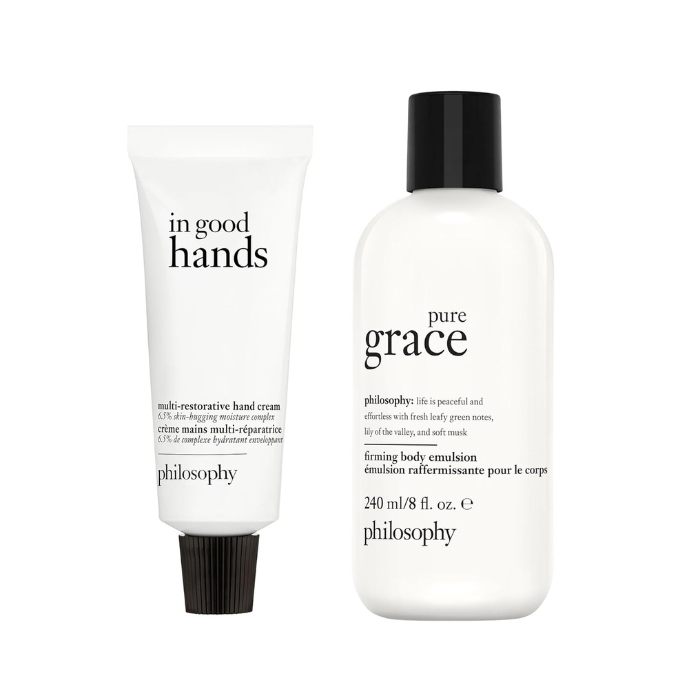 image:imageBundle of philosophy pure grace body emulsion 8 fl oz  philosophy in good hands unscented hand cream 1 fl oz