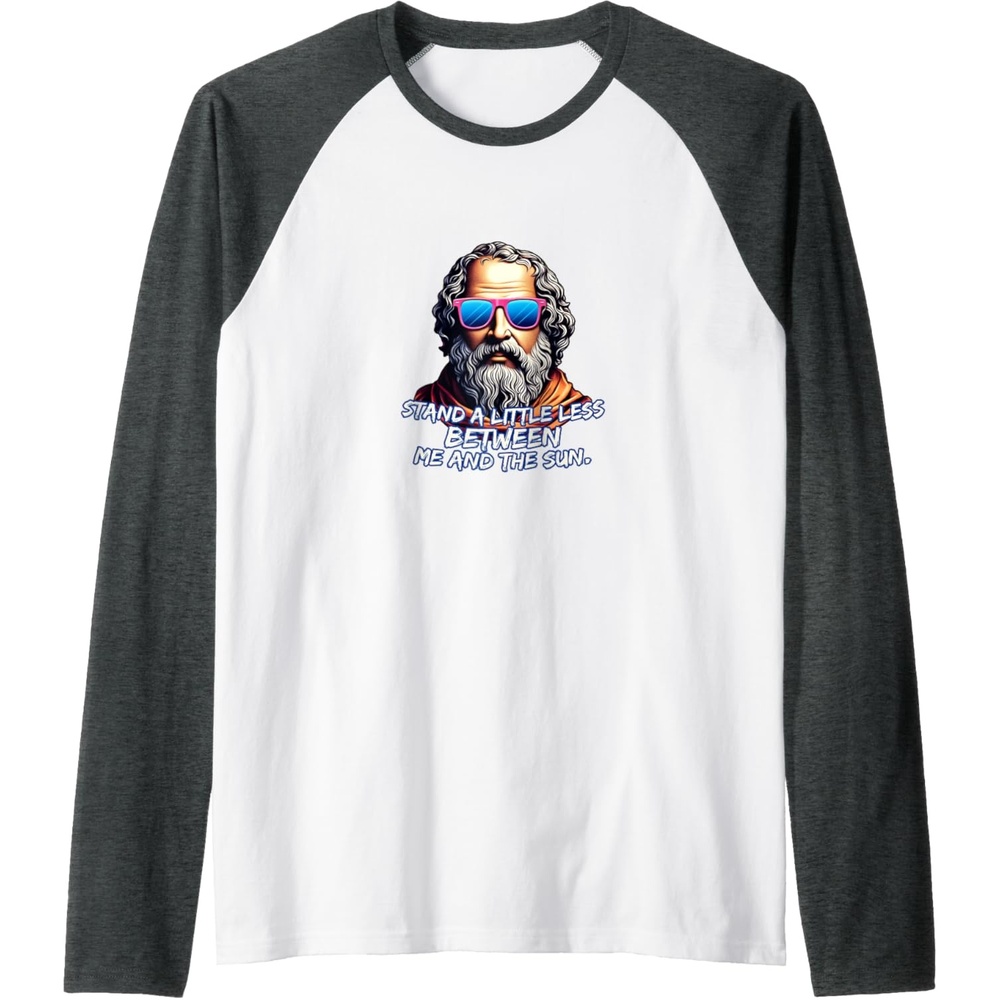 image:imageCool Diogenes Quote  Funny Philosopher Joke  History Meme Raglan Baseball TeeDark Heather GreyWhite