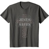Jesus Saves T-Shirt Christian Cross Vintage Distressed Tee(Asphalt Grey)