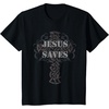 Jesus Saves T-Shirt Christian Cross Vintage Distressed Tee(Black)