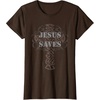 Jesus Saves T-Shirt Christian Cross Vintage Distressed Tee(Brown)