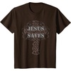 Jesus Saves T-Shirt Christian Cross Vintage Distressed Tee(Brown)