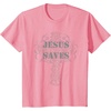 Jesus Saves T-Shirt Christian Cross Vintage Distressed Tee(Pink)