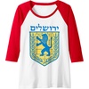 Lion of Judah Gift Israel Jewish Jerusalem Sign Jew Hebrew Raglan Baseball Tee(Red/White)