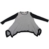 Philosophy Womens Size Small Long Sleeve Striped Sharkbite Tee Top, Black/White