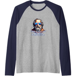 Cool Diogenes Quote – Funny Philosopher Joke – History Meme Raglan Baseball Tee(Navy Blue/Athletic Heather)