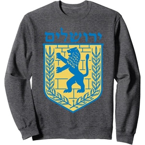 Lion of Judah Gift Israel Jewish Jerusalem Sign Jew Hebrew Sweatshirt(Dark Heather Grey)