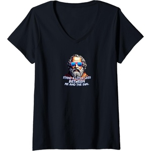 Womens Cool Diogenes Quote – Funny Philosopher Joke – History Meme V-Neck T-Shirt(Black)