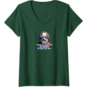 Womens Cool Diogenes Quote – Funny Philosopher Joke – History Meme V-Neck T-Shirt(Dark Green)