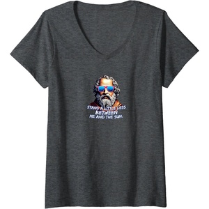 Womens Cool Diogenes Quote – Funny Philosopher Joke – History Meme V-Neck T-Shirt(Dark Heather Grey)