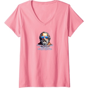 Womens Cool Diogenes Quote – Funny Philosopher Joke – History Meme V-Neck T-Shirt(Pink)
