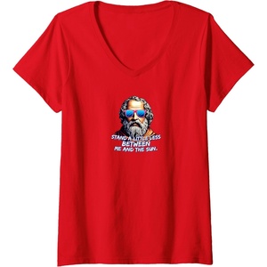 Womens Cool Diogenes Quote – Funny Philosopher Joke – History Meme V-Neck T-Shirt(Red)