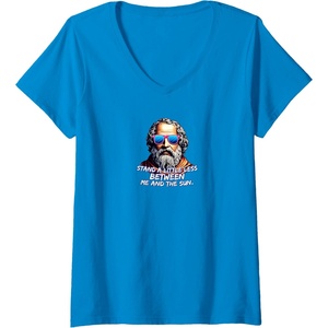 Womens Cool Diogenes Quote – Funny Philosopher Joke – History Meme V-Neck T-Shirt(Sapphire Blue)