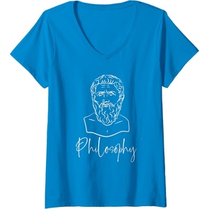 Womens Philosophy V-Neck T-Shirt(Sapphire Blue)
